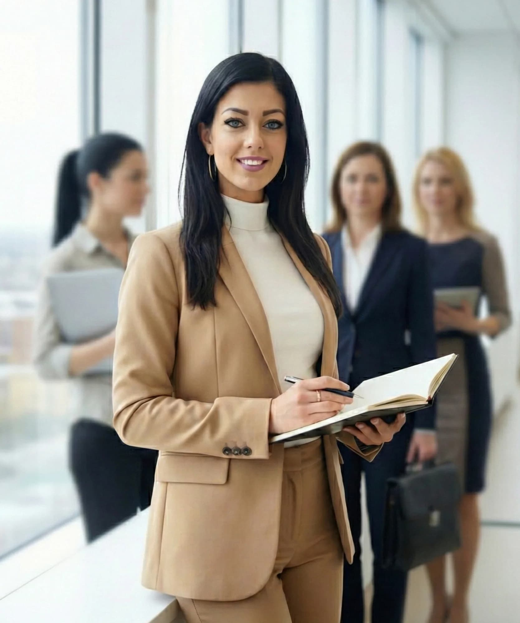 Anna Bigaj, profesjonalny coach biznesowy, podczas sesji coachingowej z klientką w eleganckim biurze w Warszawie